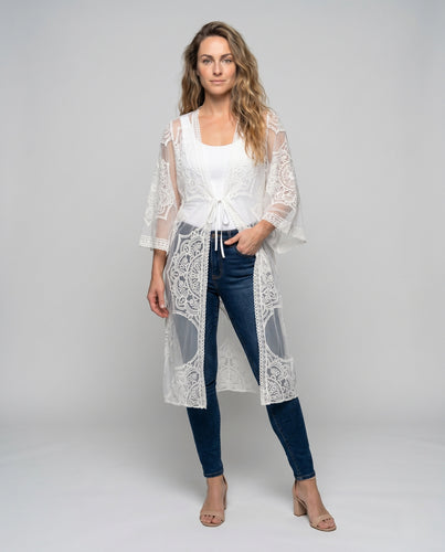 Damen transparente Spitzenrobe im Boho-Stil mit kunstvollen Mustern EB