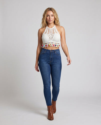 Damen Häkel-Bustier mit bunten Quasten EB