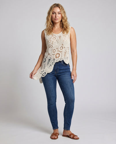 Damen Häkel-Loungewear Set mit Spitze EB