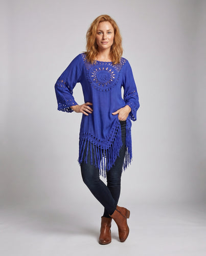 Damen Lässiges Strandkleid mit Fransen EB