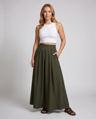 Damen elegante Maxiröcke mit Falten und Taschen EB