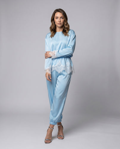 Damen elegantes Lounge-Set mit Spitzenbesatz EB
