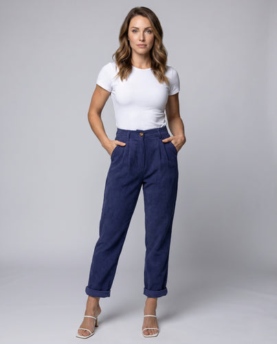 Damen Hochtaillierte Chinohose mit elegantem Bund EB