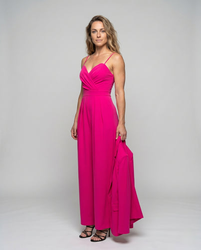 Damen Jumpsuit mit elegantem Wickelausschnitt und weitem Schnitt EB