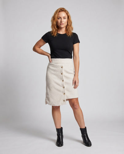 Damen modischer Wickelrock mit Knopfdetails EB