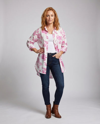 Damen Blumenmuster Bluse mit tiefem V-Ausschnitt und komfortablen Ärmeln EB