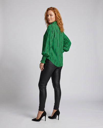 Damen Bluse mit modernem Grafikdesign und eleganten Puffärmeln EB