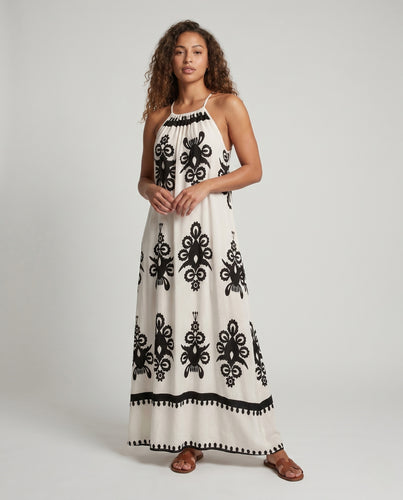 Damen Boho Maxikleid mit angefertigtem Rückenausschnitt und einzigartigem Muster EB