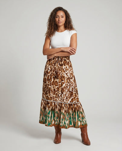 Damen Boho Maxirock mit elegantem Volant EB