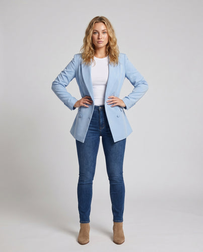 Damen Eleganter Oversized Blazer mit doppelter Knopfleiste EB