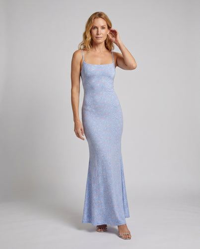 Damen figurbetontes Midikleid mit zart floralem Muster EB