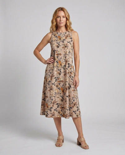 Damen Floral Midi-Kleid mit voluminösem Saum EB