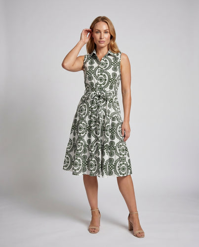 Damen Hemdblusenkleid mit floralen Muster und tailliertem Schnitt EB