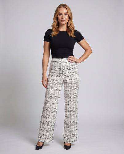 Damen Hochtaillierte weite Karohose EB