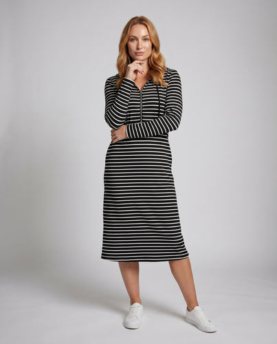 Damen Jersey-Kleid mit Stehkragen und praktischen Taschen EB