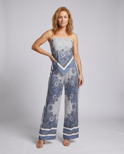 Damen Jumpsuit mit elegantem Muster und weitem Bein EB