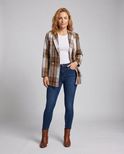 Damen Karob blazer mit doppelter Knopfleiste EB