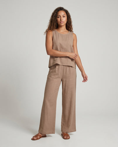 Damen Lockere Sommerhose mit dekorativem Rückenausschnitt EB