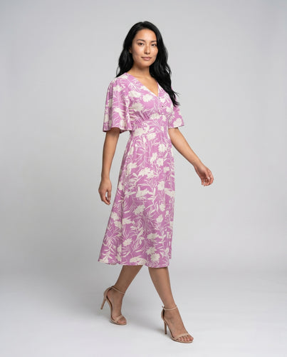 Damen Maxi-Kleid mit schwingendem Rock und eleganten Rüschenärmeln EB