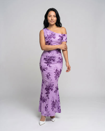 Damen Maxikleid mit asymmetrischem Ausschnitt EB