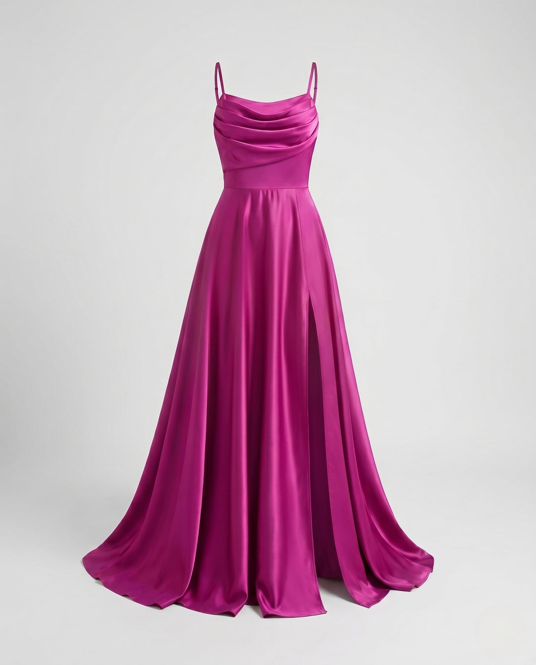 Damen Maxikleid mit elegantem Schlitz und fließendem Satinmaterial EB