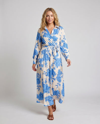 Damen Maxikleid mit floralem Schnitt und eleganten Details EB