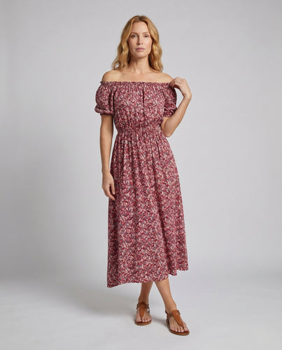 Damen Maxikleid mit Off-Shoulder und floralem Muster EB