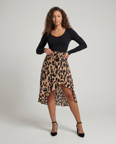Damen Maxikleid mit V-Ausschnitt und asymmetrischem Rock EB