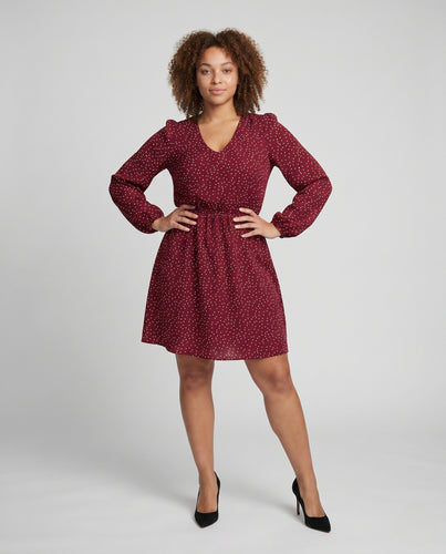 Damen Midi-Kleid mit schickem Punktedesign und elastischer Taille EB