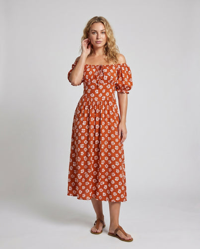 Damen Off-Shoulder Maxikleid mit Blumendruck EB