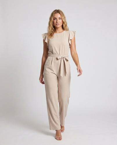 Damen Overall mit elegantem Bindegürtel und fließendem Schnitt EB