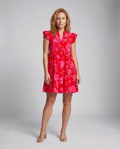 Damen Sommerliches Kleid mit voluminösen Rüschen und floralem Design EB