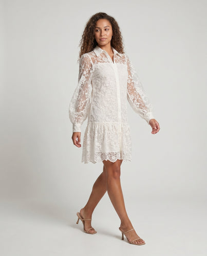 Damen Spitzenkleid mit durchsichtigen Ärmeln EB
