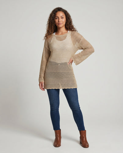 Damen luftiger Cropped Pullover EB