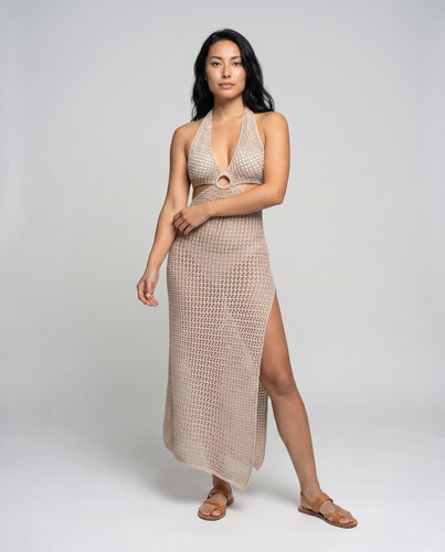 Damen Maxikleid mit Cut-Outs und tiefem Ausschnitt EB