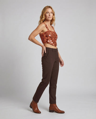 Damen Ärmelloses Crop-Top mit Glitzerpunkten EB