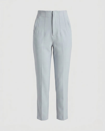 Damen Elegante High-Waist-Hose mit Falten EB