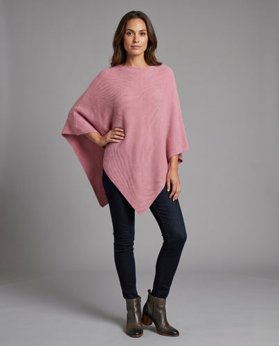 Damen Eleganter und leichter Poncho aus feinem Strickmaterial EB