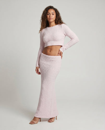 Damen elegantes Set aus Crop-Top und längerm Rock EB