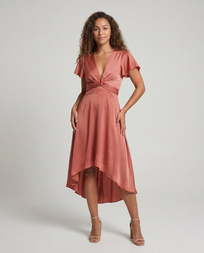 Damen Elegantes Wickelkleid mit fließendem Schnitt und voluminösen Ärmeln EB