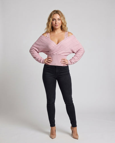 Damen Elegantes Wickeloberteil mit Spitzenakzenten EB