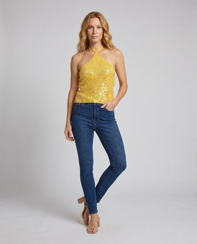 Damen Glitzerndes Neckholder-Oberteil EB