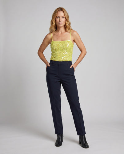 Damen Glitzerndes Spaghettiträgertop mit dekorativem Strickmuster EB