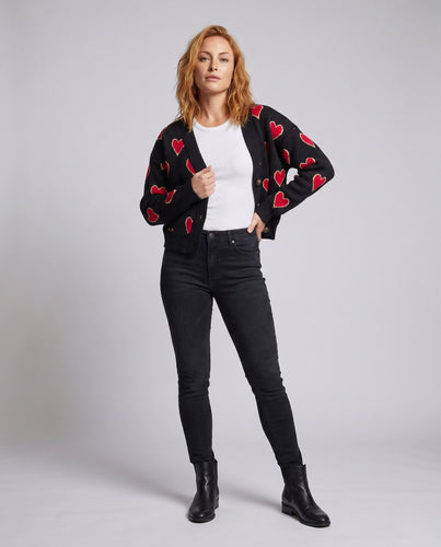 Damen Kuscheliger Cardigan mit Herzmuster EB
