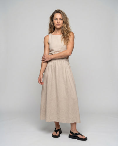 Damen Langes Sommerkleid mit elegantem Tailleneinsatz EB