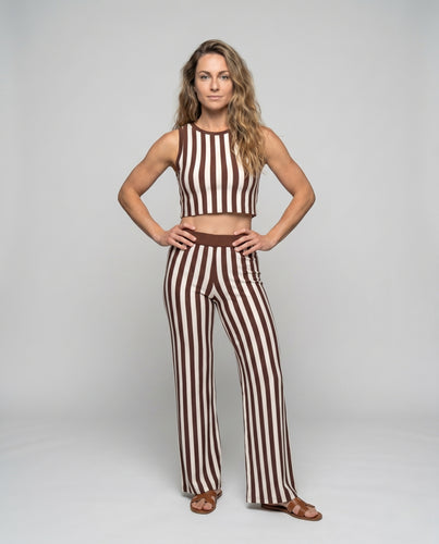 Damen Lässiges Zweiteiliges Set mit Streifenmuster EB