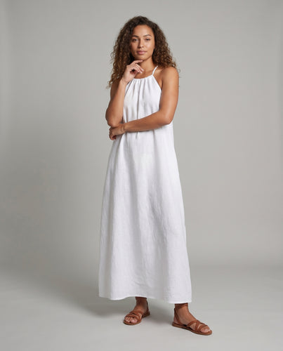 Damen Luftiges Maxi-Kleid mit eleganter Halsband-Träger EB
