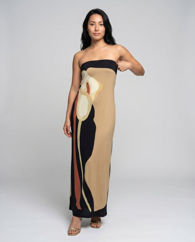 Damen Maxikleid mit kreativem Blumendesign EB