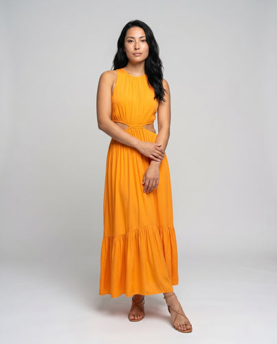 Damen Maxikleid mit raffiniertem Schnitt und eleganter Raffung EB