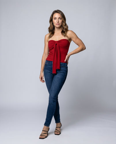 Damen nan corsageninspiriertes Bandeau-Top mit Bindeschal und formender Raffung EB